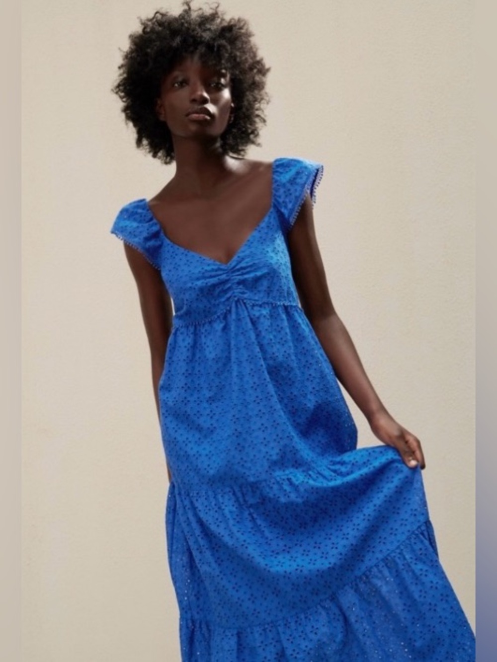 ZARA Eyelet Ruffle Sleeve maxi dress.